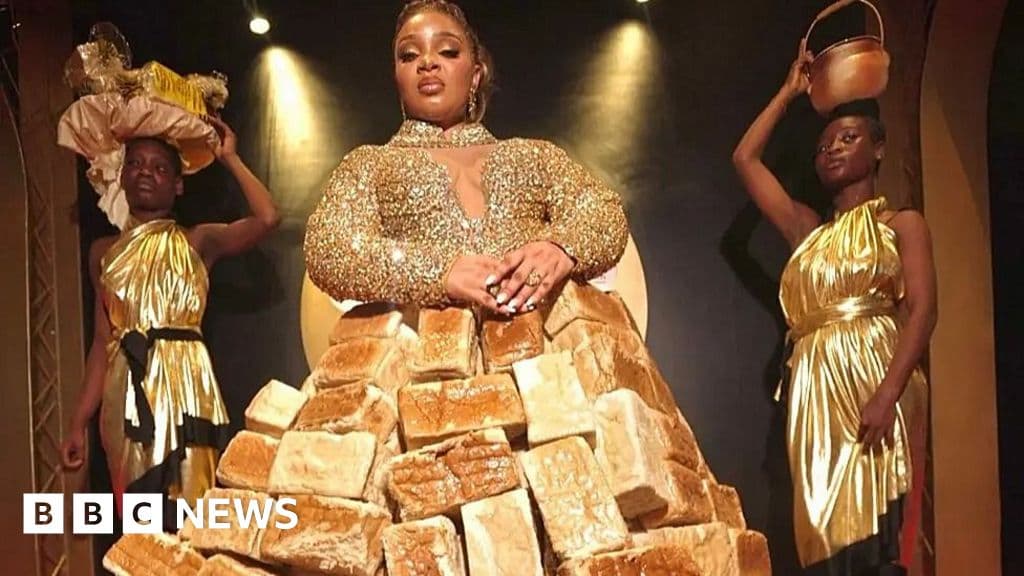 Shocking Dress Crafted from 500 Loaves Stuns AMVCA 2023