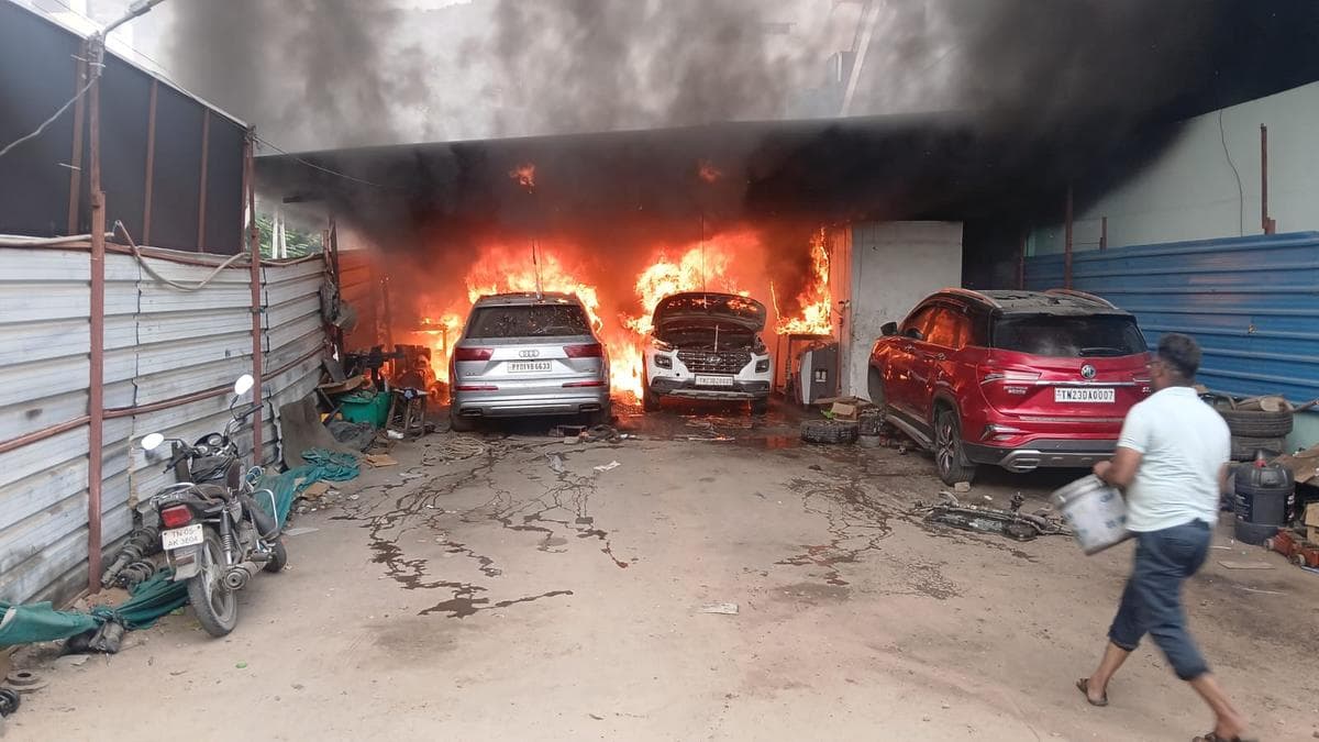 Shocking Fire Destroys Three Luxury Cars in Vellore Workshop